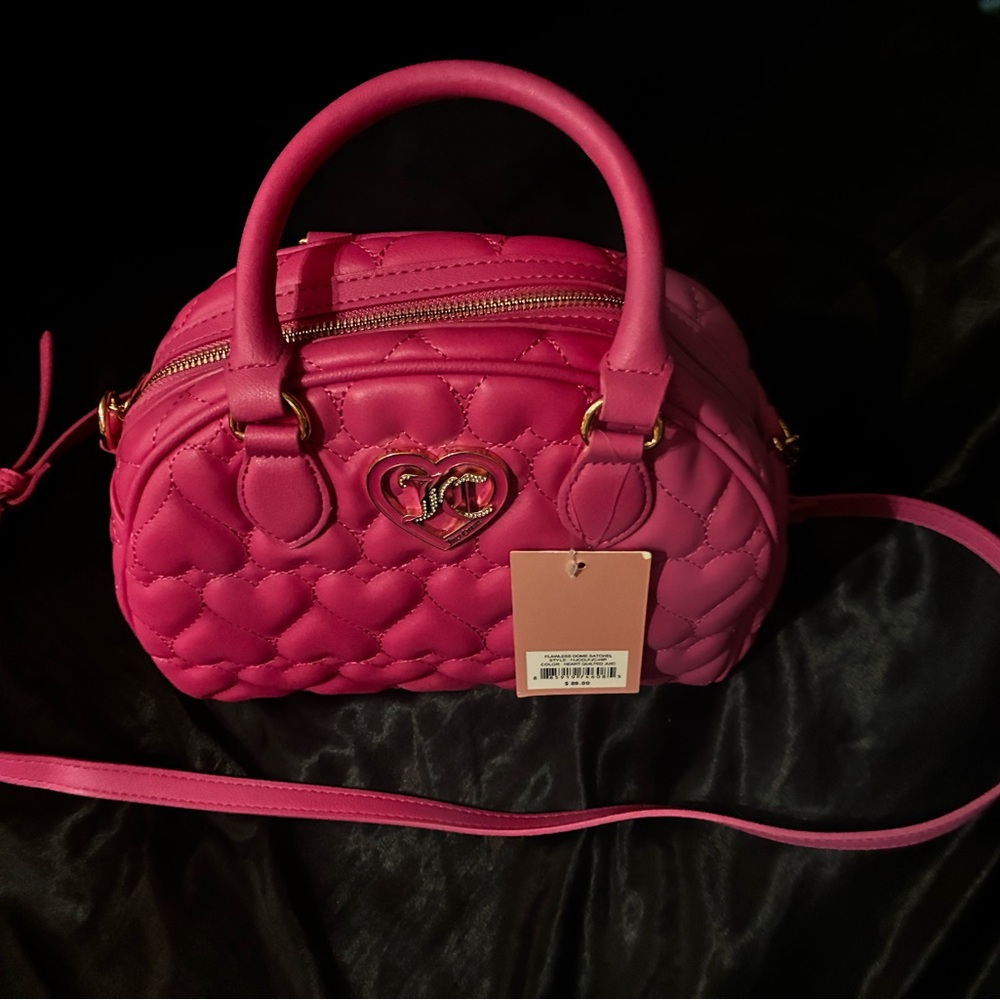 Juicy Couture Pink Satchel with Quilted Design and Chain Straps